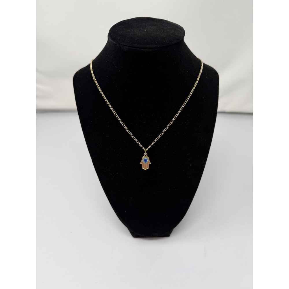 Hamsa Evil Eye Pendant 24" Necklace Gold Color Nickel‎ Free